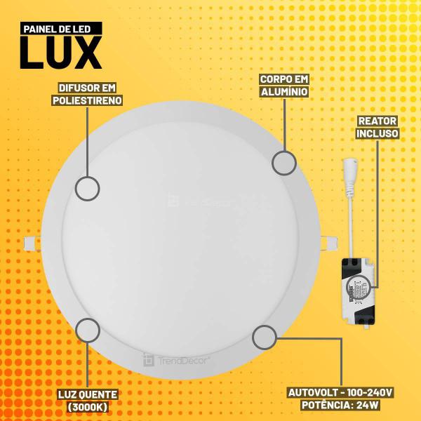 Painel LED Taschibra LUX 24W Redondo Embutir Imagem de Painel LED Taschibra LUX 24W Redondo Embutir