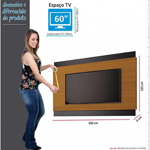 Imagem de Painel Legacy para TV até 60 Polegadas EDN Cor Cedro Naturale Preto