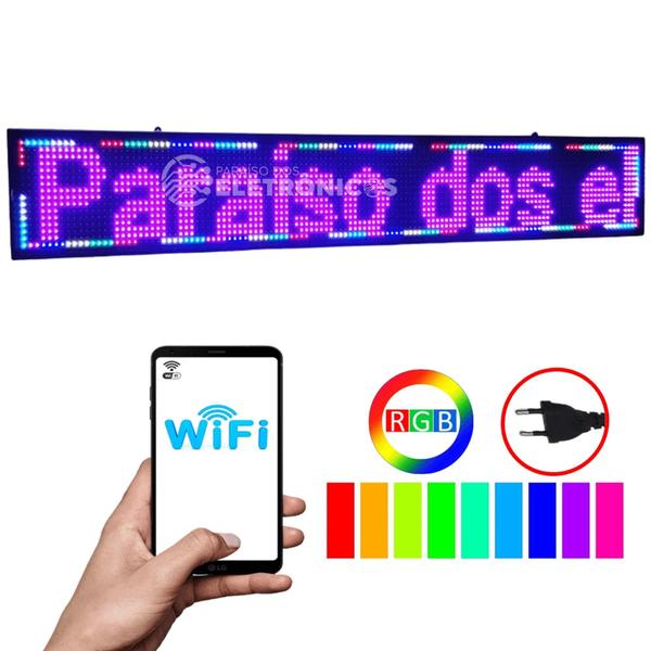 Imagem de Painel Letreiro Luminoso De Led Wi-fi 130x20 Fácil E Prático SL1325CP10