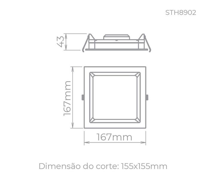 Imagem de Painel Luminária Deep Embutir 16,7x16,7cm Preto Led 12W Bivolt Stella