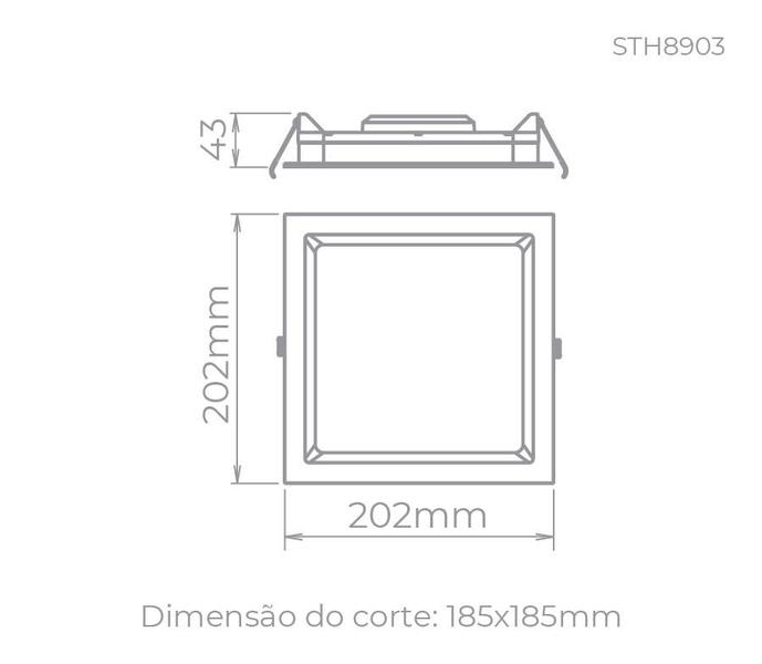 Imagem de Painel Luminária Deep Embutir 20,2x20,2cm Branco Led 18W Bivolt Stella