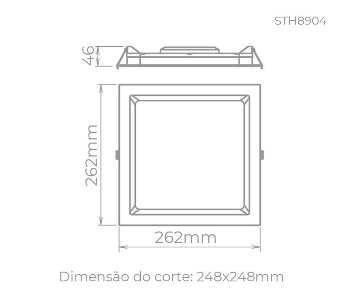 Imagem de Painel Luminária Deep Embutir 26,2x26,2cm Branco Led 24W Bivolt Stella