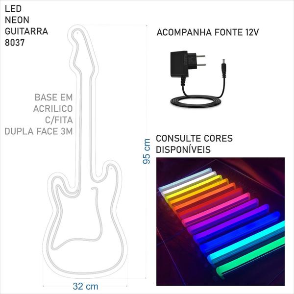 Imagem de Painel Luminoso Criativo Guitarra - Neon Led - Rosa