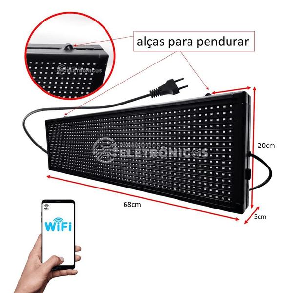 Imagem de Painel Luminoso Letreiro Digital Wi-fi 6820  Led Cor Verde Alta Intensidade SL0725G