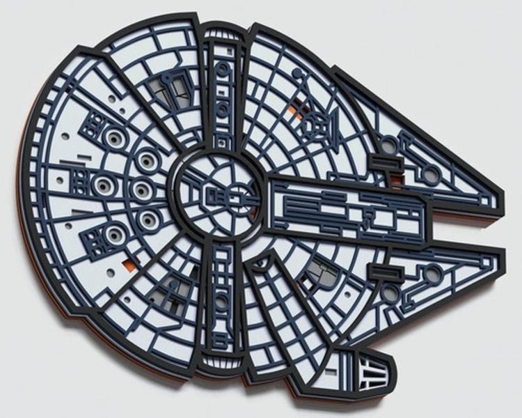 Imagem de Painel Millennium Falcon Em Camadas Mdf 59cm 3d Q3d0014