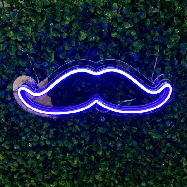 Imagem de Painel Neon Bigode Moustache Barbearia Iluminação 32 Cm