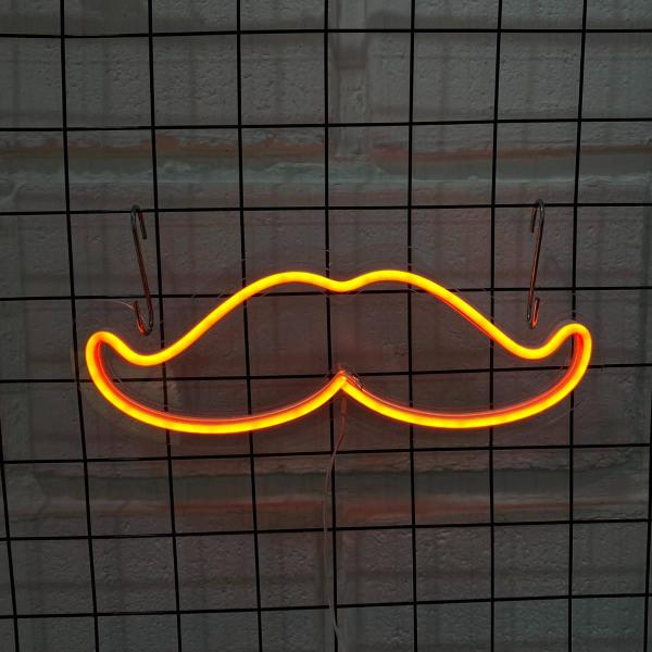 Imagem de Painel Neon Bigode Moustache Barbearia Iluminação 32 Cm