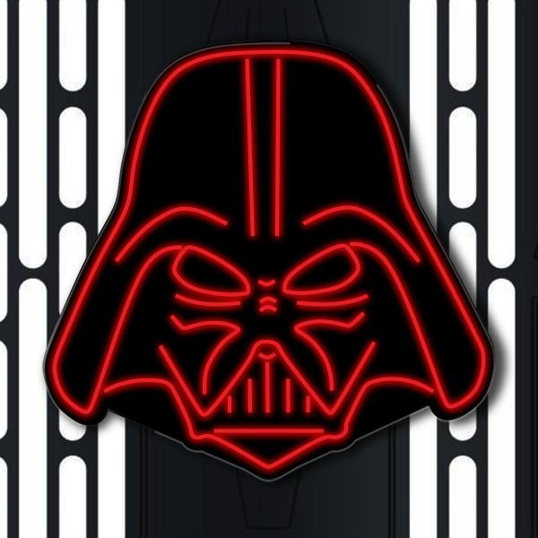 Imagem de Painel Neon Darth Vader Star Wars Quarto Decoração 40x40cm