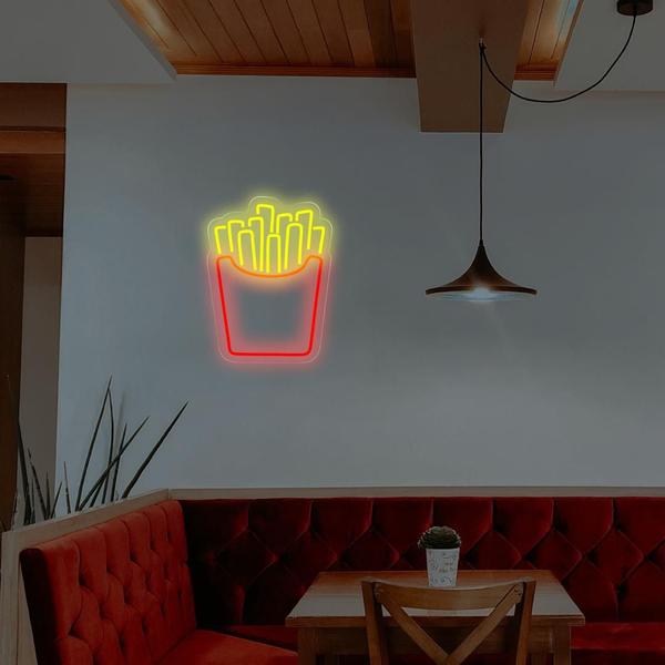 Imagem de Painel Neon Led Batata Frita Decoração Restaurante