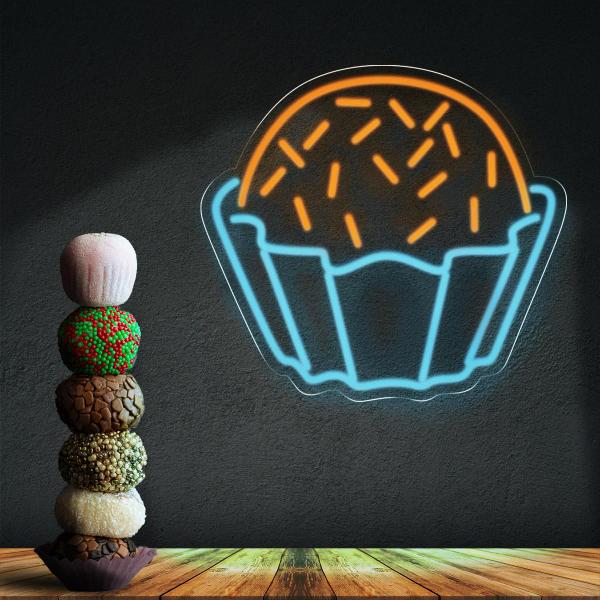 Imagem de Painel Neon Led Brigadeiro Decoração Doce Confeitaria