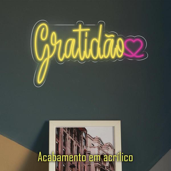 Imagem de Painel Neon Led Gratidão Coração Decorativo Luminoso