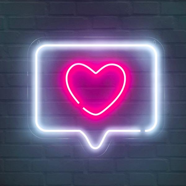 Imagem de Painel Neon Led Like Curtir Instagram Branco E Rosa 30cm