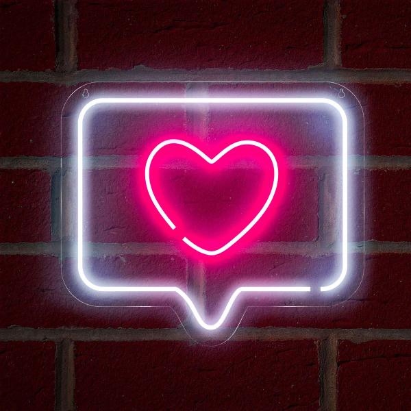 Imagem de Painel Neon Led Like Curtir Instagram Branco E Rosa 30cm