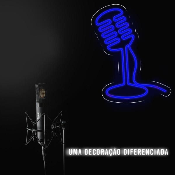 Imagem de Painel Neon Led Microfone Decoração Luminoso Podcast