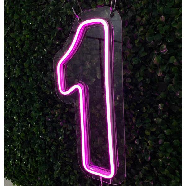 Imagem de Painel Neon Numero 1 Instagram Iluminação rosa 30 Cm