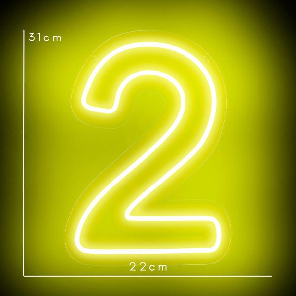 Imagem de Painel Neon Numero Dois 2 Instagram Iluminação 30 Cm