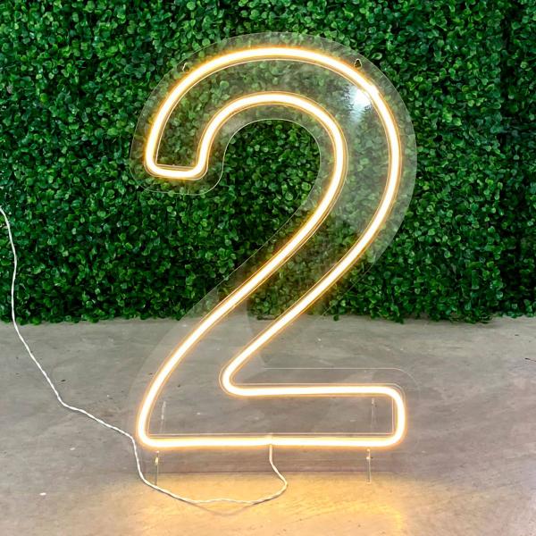 Imagem de Painel Neon Numero Dois 2 Instagram Iluminação 30 Cm