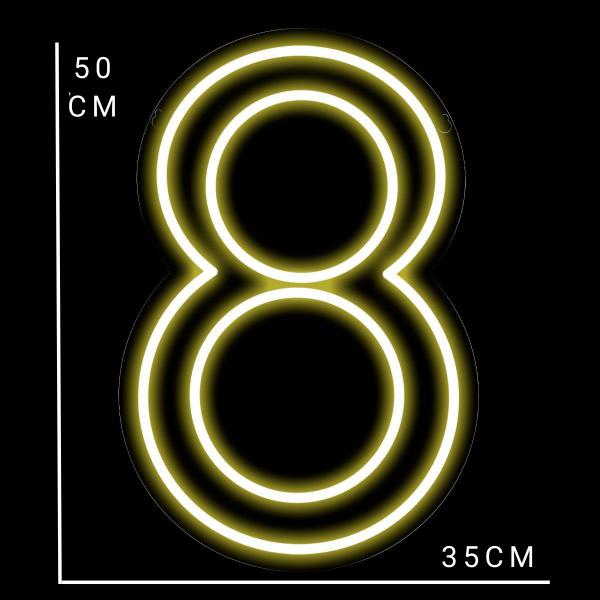 Imagem de Painel Neon Numero Oito 8 Instagram Iluminação Branco 50cm