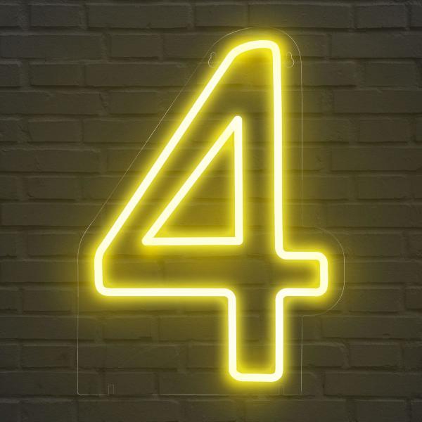 Imagem de Painel Neon Numero Quatro 4 Instagram Iluminação 30 Cm