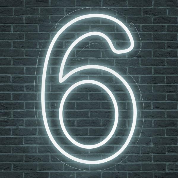 Imagem de Painel Neon Numero Seis 6 Instagram Iluminação Branco 50cm