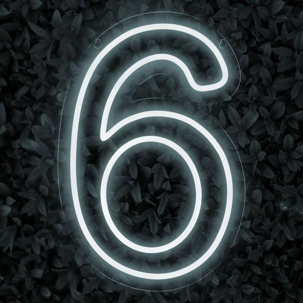 Imagem de Painel Neon Numero Seis 6 Instagram Iluminação Branco 50cm