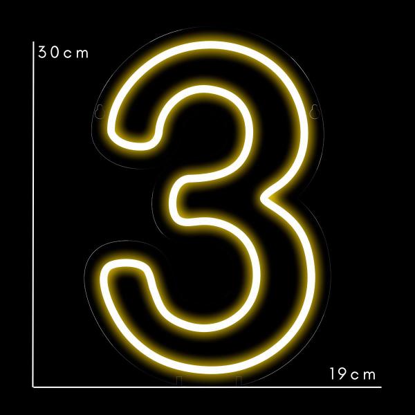 Imagem de Painel Neon Numero tres 3 Instagram Iluminação 30 Cm