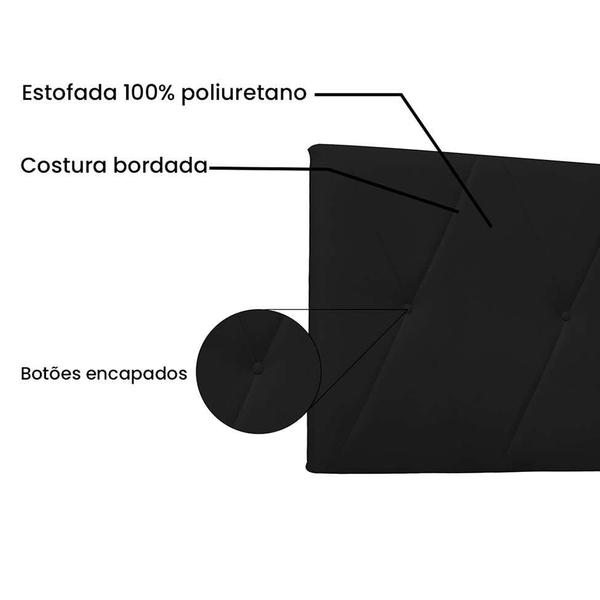 Imagem de Painel para Cama Box Casal Aquilla Poliuretano Preto