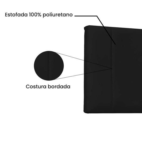 Imagem de Painel para Cama Box Casal Ravenna Poliuretano Preto