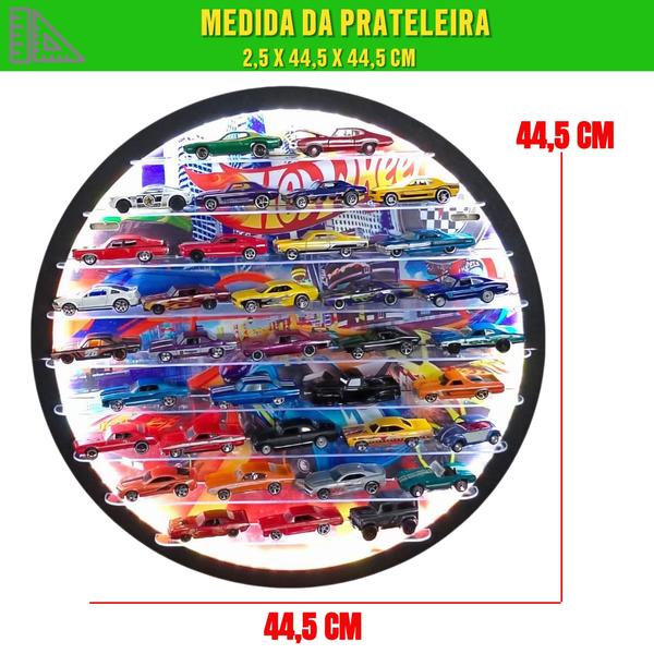 Imagem de Painel Para Carrinho Hot Wheels Mdf Redondo Luminoso 44,5 Cm