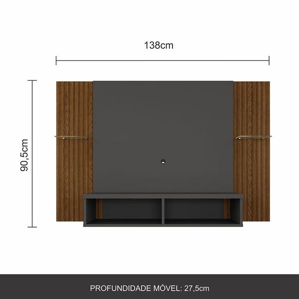 Imagem de Painel Para Tv 39" Alasca Com Nichos Graf/fr Ripado - Móveis Arapongas