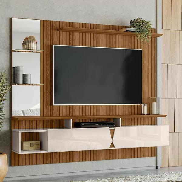 Imagem de Painel Para TV 55 Polegadas Intense 1.8 Lukaliam Ripado 3D/Off White Perolizado