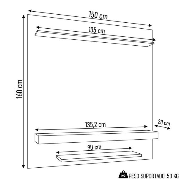 Imagem de Painel para TV 60 Pol 150cm Lima B02 Naturalle/Off White - Mpozenato