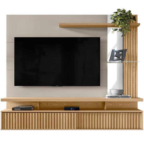 Imagem de Painel para TV 60 Pol com Bancada Suspensa 182cm Mogi L05 Carvalho Off White - Lyam Decor