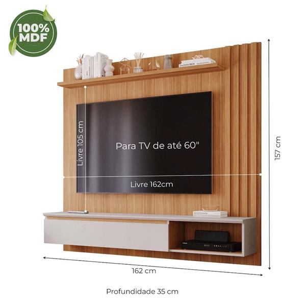 Imagem de Painel para TV 60 Polegadas 01 Porta Basculante Panamá Plus 100% MDF Permóbili Nature/Off White