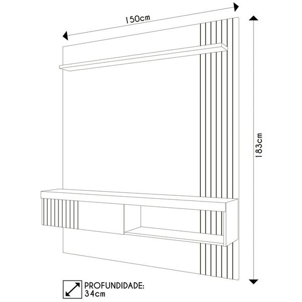 Imagem de Painel para TV 65 Pol com Bancada Suspensa 150cm Jade Freijó/Off White - Caemmun