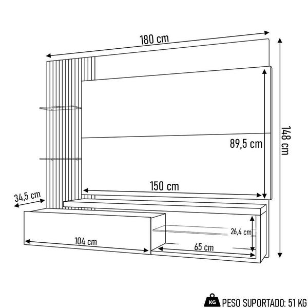 Imagem de Painel para TV 65 Pol com Bancada Suspensa Ana B02 Naturalle/Off White - Mpozenato