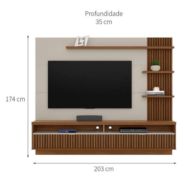 Imagem de Painel para TV 65 Pol Ripado 1800x1490 c/ porta Versalhes Off White Mel Viero