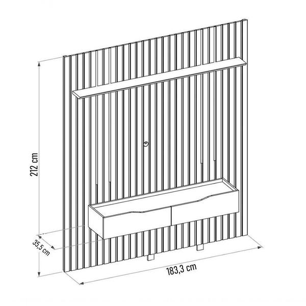 Imagem de Painel Para Tv 65 Pol Ripado Com Bancada Suspensa 183x212cm Pratisk D04 Freijó-off White - Mpozenato