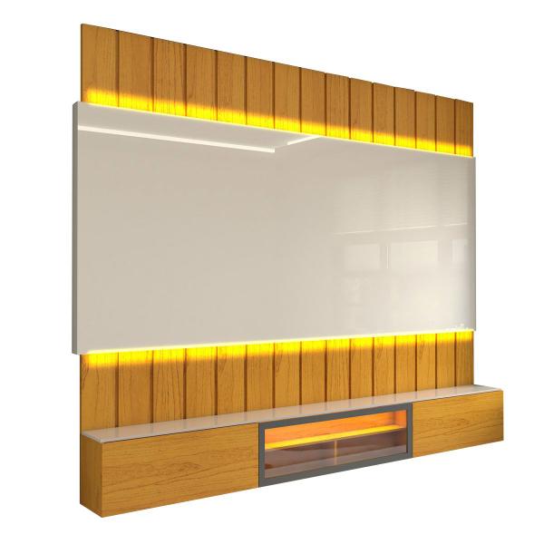 Imagem de Painel para TV 85 Polegadas Imperator 3 Portas 100% Mdf com Led Naturale/Off White - Panorama Móveis