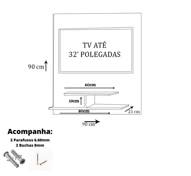 Imagem de Painel Para Tv Até 32 Polegadas Preto Em Mdf F031