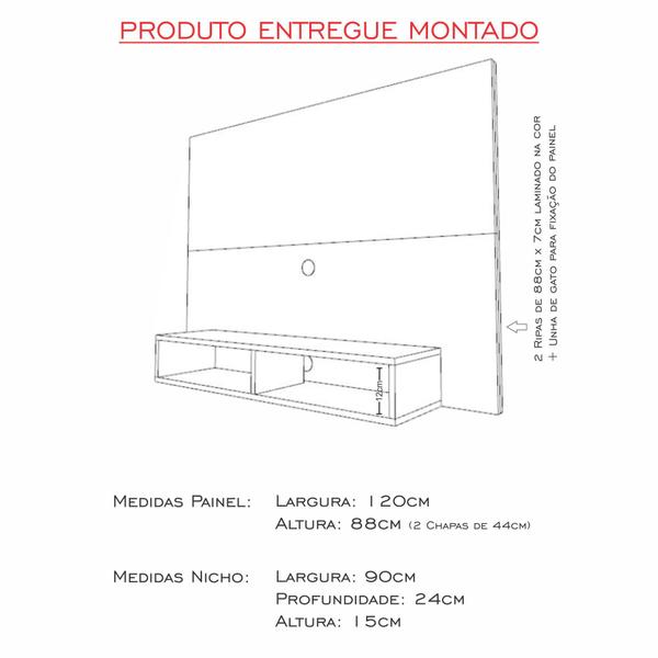 Imagem de Painel para tv até 42 polegadas com nicho 100% mdf