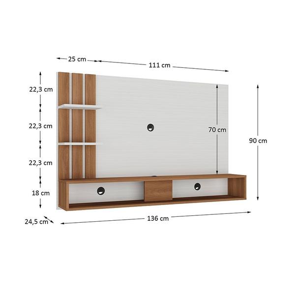 Imagem de Painel Para Tv Até 42 Polegadas Lisboa 2 Nichos Branco/Nogal - Hecol