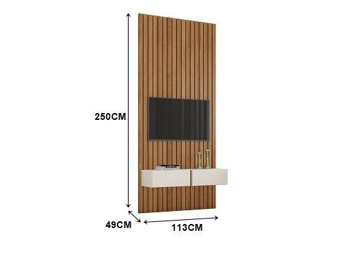 Imagem de Painel Para Tv Até 45 Polegadas Versatti 1.13 Ripado Com Nicho Nature/Off White  Fabri Móveis