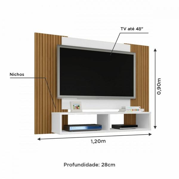 Imagem de Painel para TV até 48 Polegadas com 2 Nichos Navi Pintura Ripado Bechara