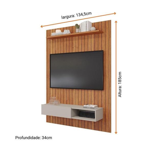 Imagem de Painel Para Tv Até 50" 140cm 1 Nicho 1 Porta Basculante Caravelas Permobili Cinamomo/Off White