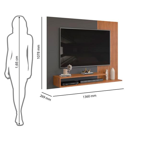 Imagem de Painel Para TV Até 50" Polegadas Nando Cor Freijó Cinza Urbano Dj Móveis