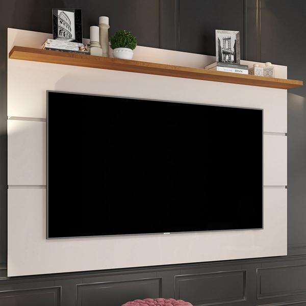 Imagem de Painel para TV Até 50 Polegadas Vivare New 1 Prateleira Off White/Freijo - Giga Móveis