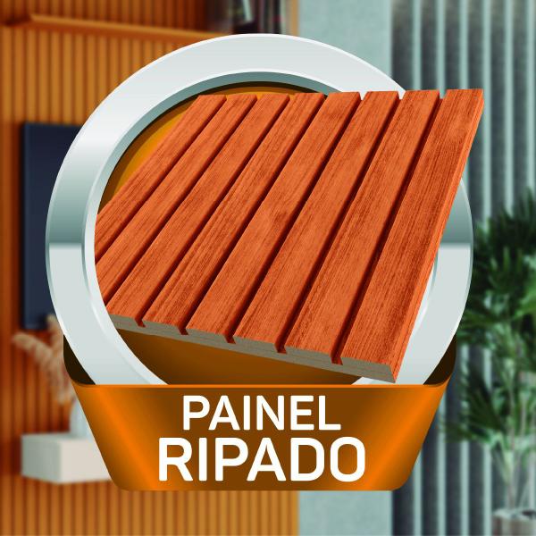 Imagem de Painel para TV até 55 Polegadas 1,39x2,40m Ripado com Nicho Arbo Cedro/Off White EDN