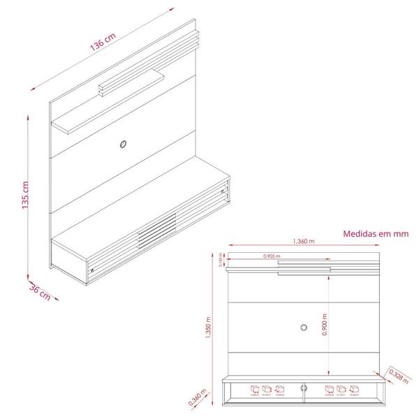 Imagem de Painel para TV até 55 Polegadas 2 Portas Frizz Sublime Madetec