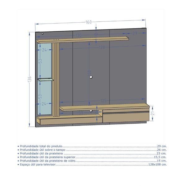 Imagem de Painel para TV até 55 Polegadas com espelho 1 Porta Denver Bechara